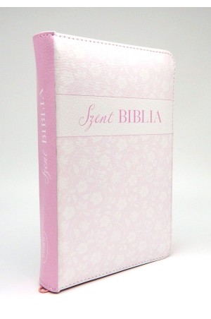Biblia - Mini - Fehér virágos - Cipzárral