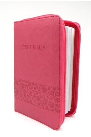 Biblia - Mini - Málnavirágos - Cipzárral